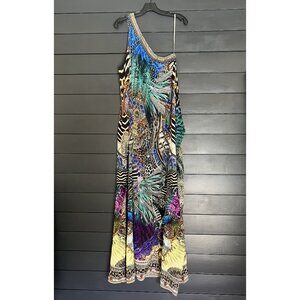 Camilla Silk Embellished One Shoulder Kaftan